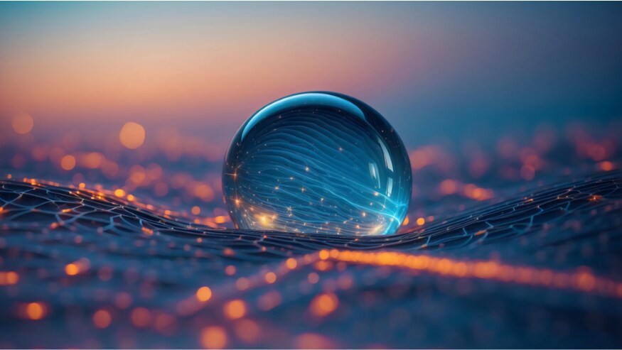 Clear globe on digital wave