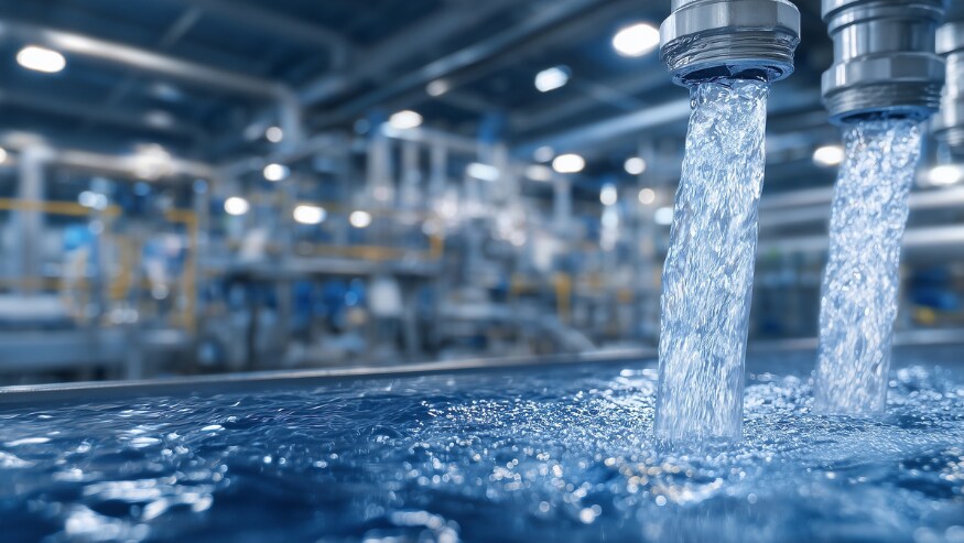 Reverse osmosis filtration unit pumping water in industrial water treatment plant 